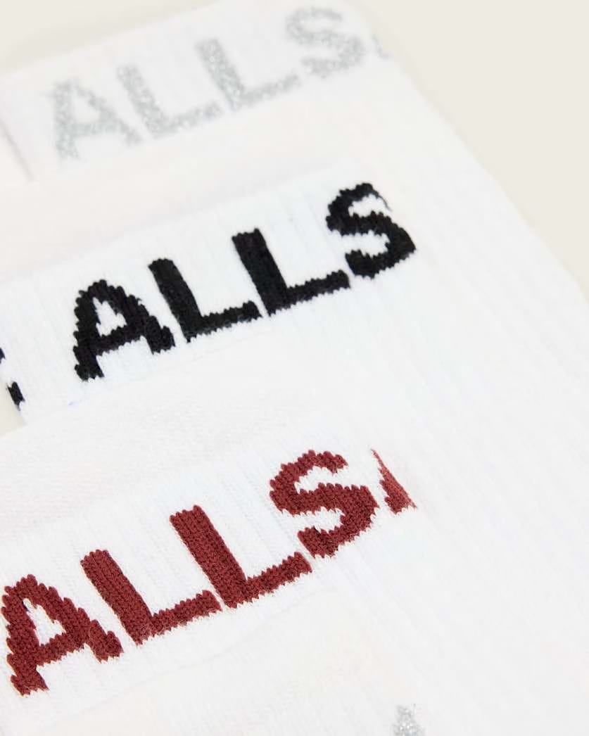 AllSaints Jae Logo Socks White Multi Pack Women's White/Multi Women's