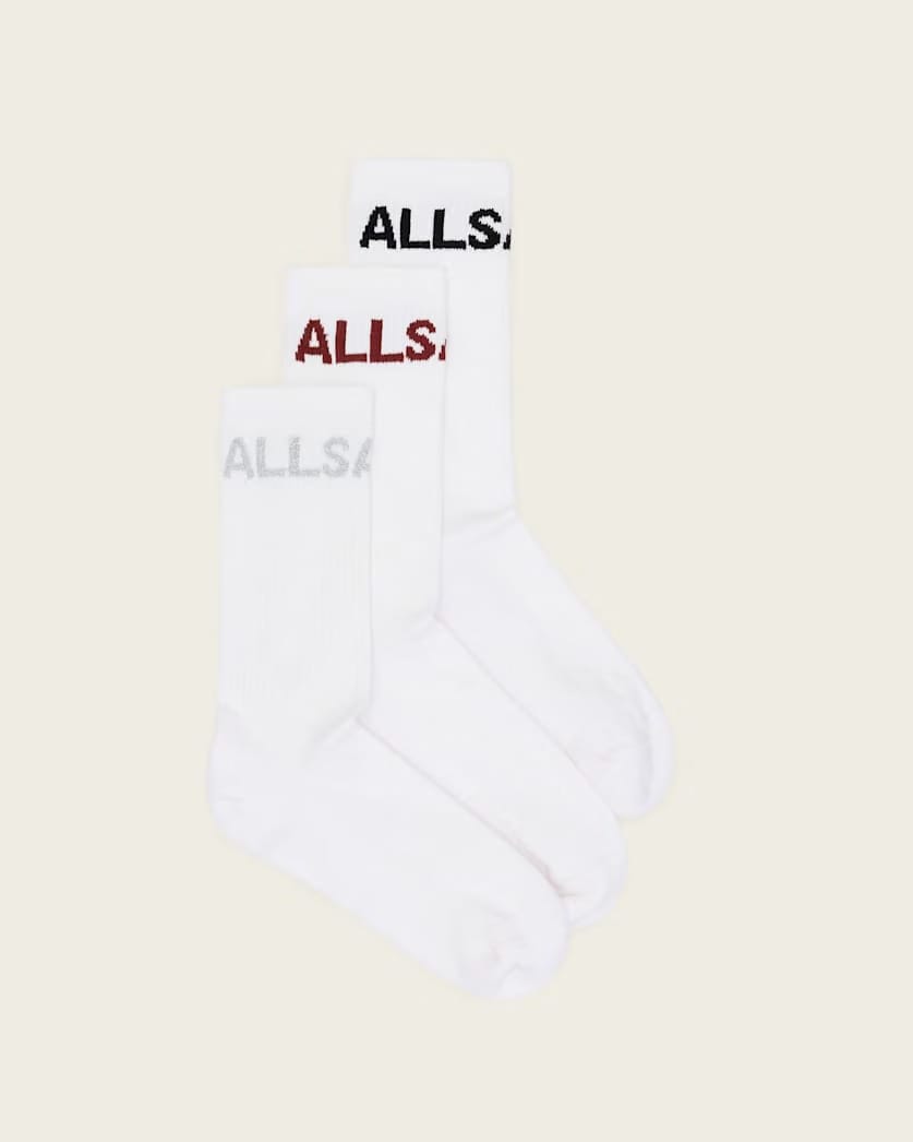 AllSaints Jae Logo Socks White Multi Pack Women's White/Multi Women's