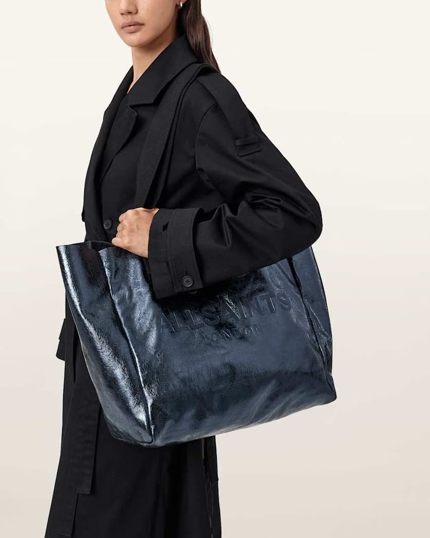 AllSaints Izzy Leather Tote Bag Women's Ink Blue Women's