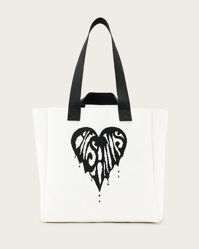 AllSaints Izzy Heart Large Knitted Tote Bag Women's White Women's