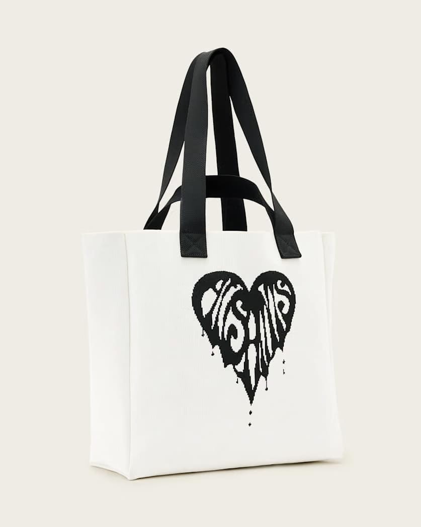 AllSaints Izzy Heart Large Knitted Tote Bag Women's White Women's