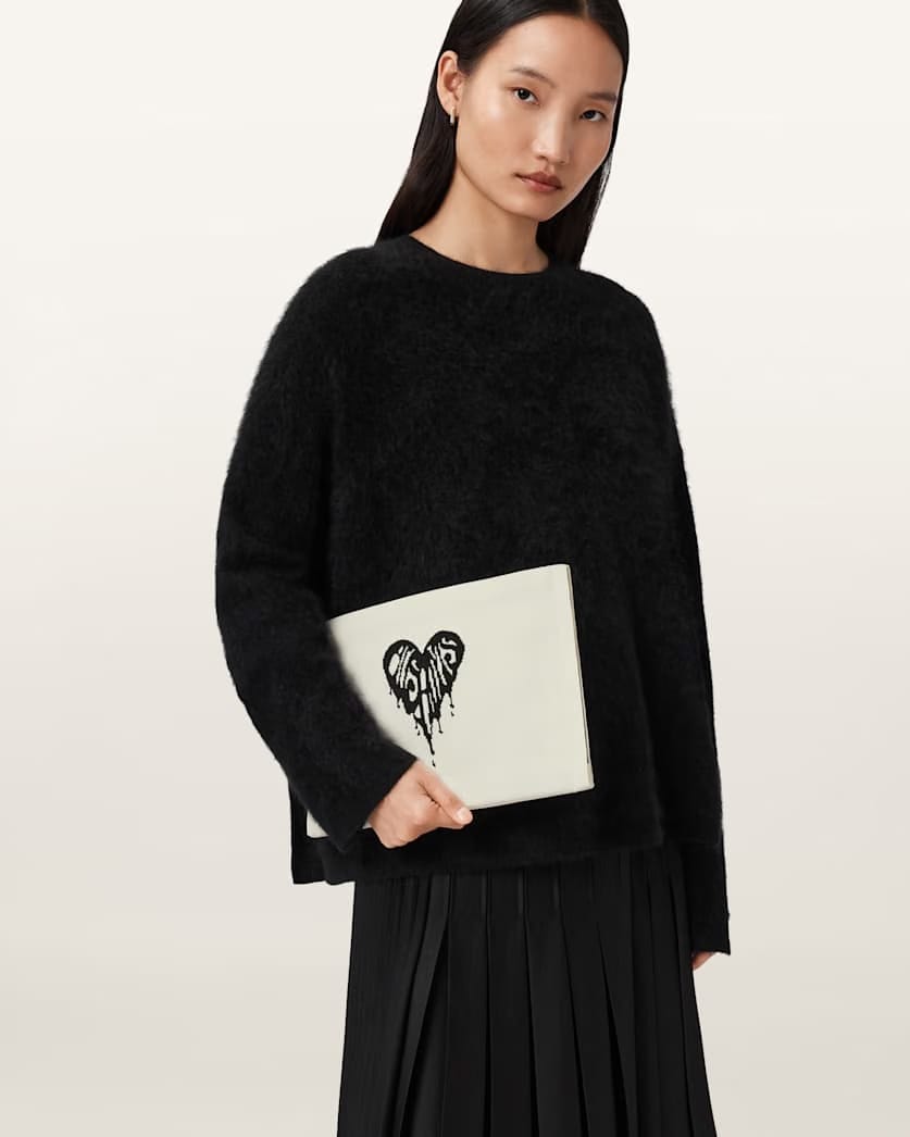AllSaints Izzy Heart Clutch Women's White Women's