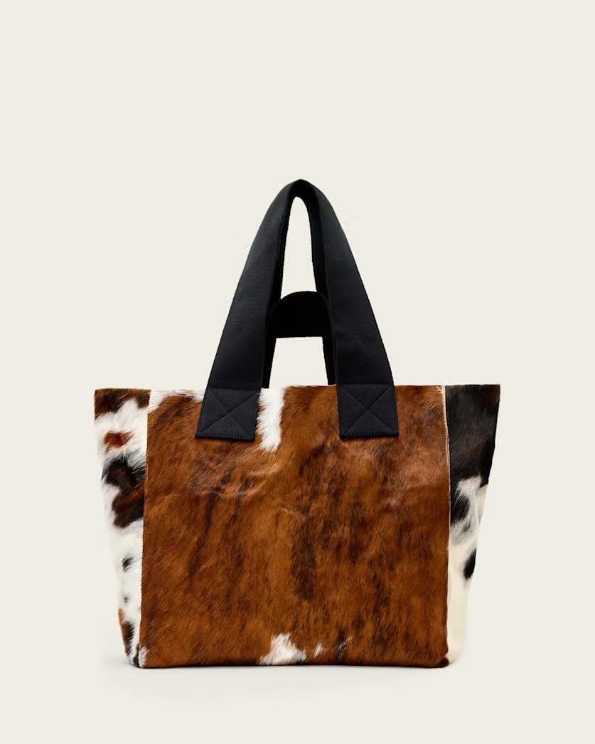 AllSaints Izzy Cow Leather Tote Bag Women's Cow Print Women's