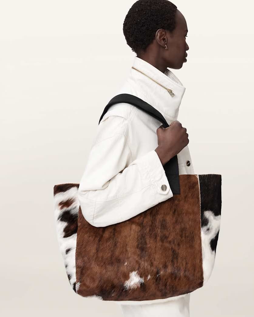 AllSaints Izzy Cow Leather Tote Bag Women's Cow Print Women's