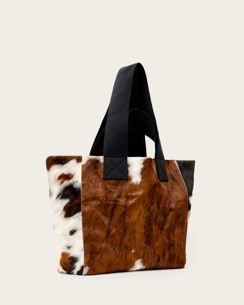 AllSaints Izzy Cow Leather Tote Bag Women's Cow Print Women's