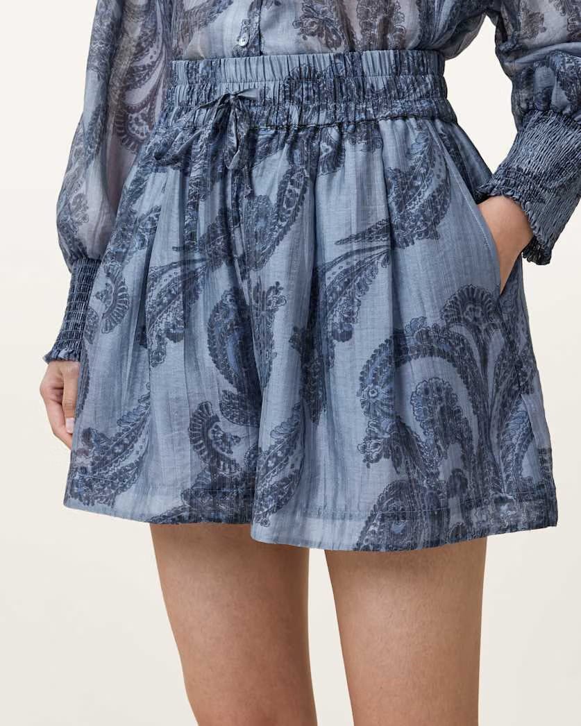 AllSaints Isla Printed Shorts Women's Lita Denim Blue Women's