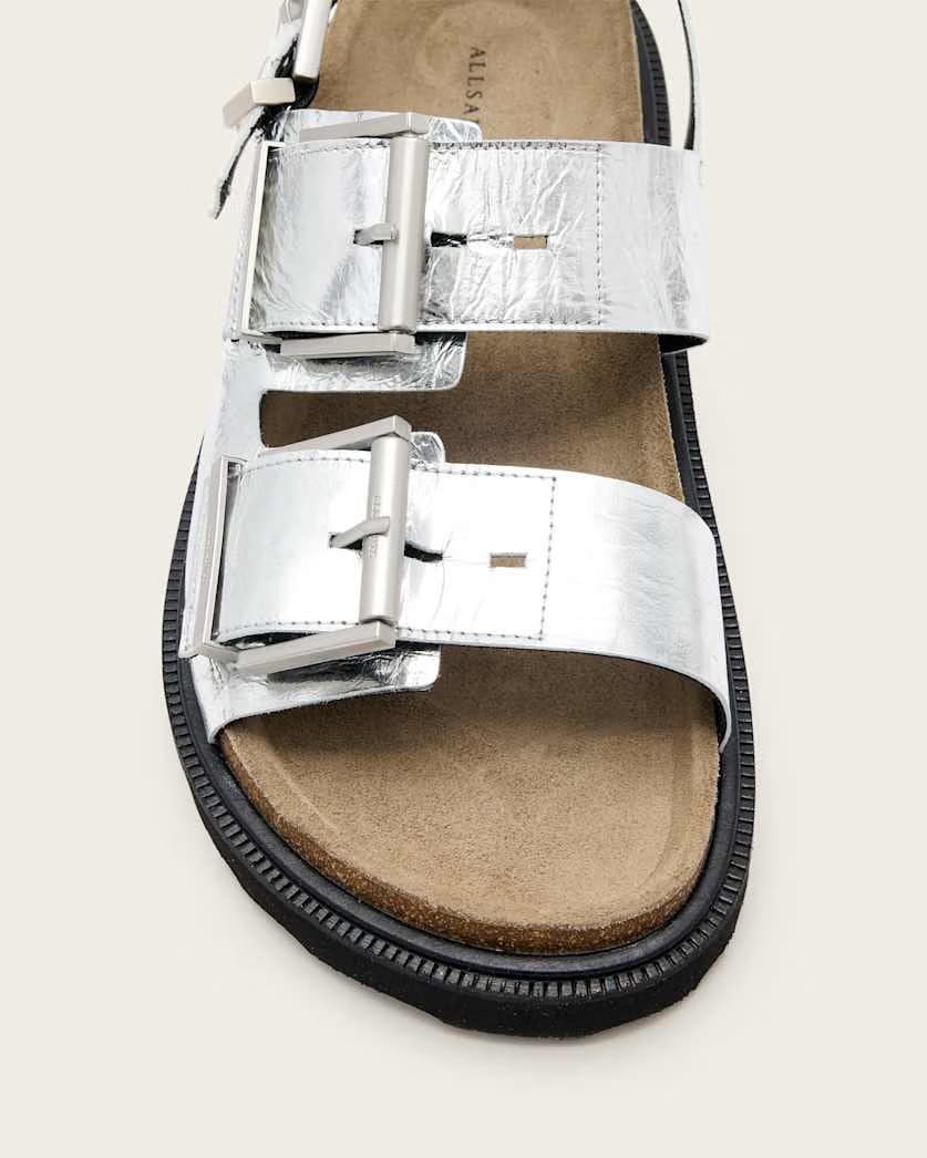 AllSaints Isla Leather Sandals Women's Silver Women's