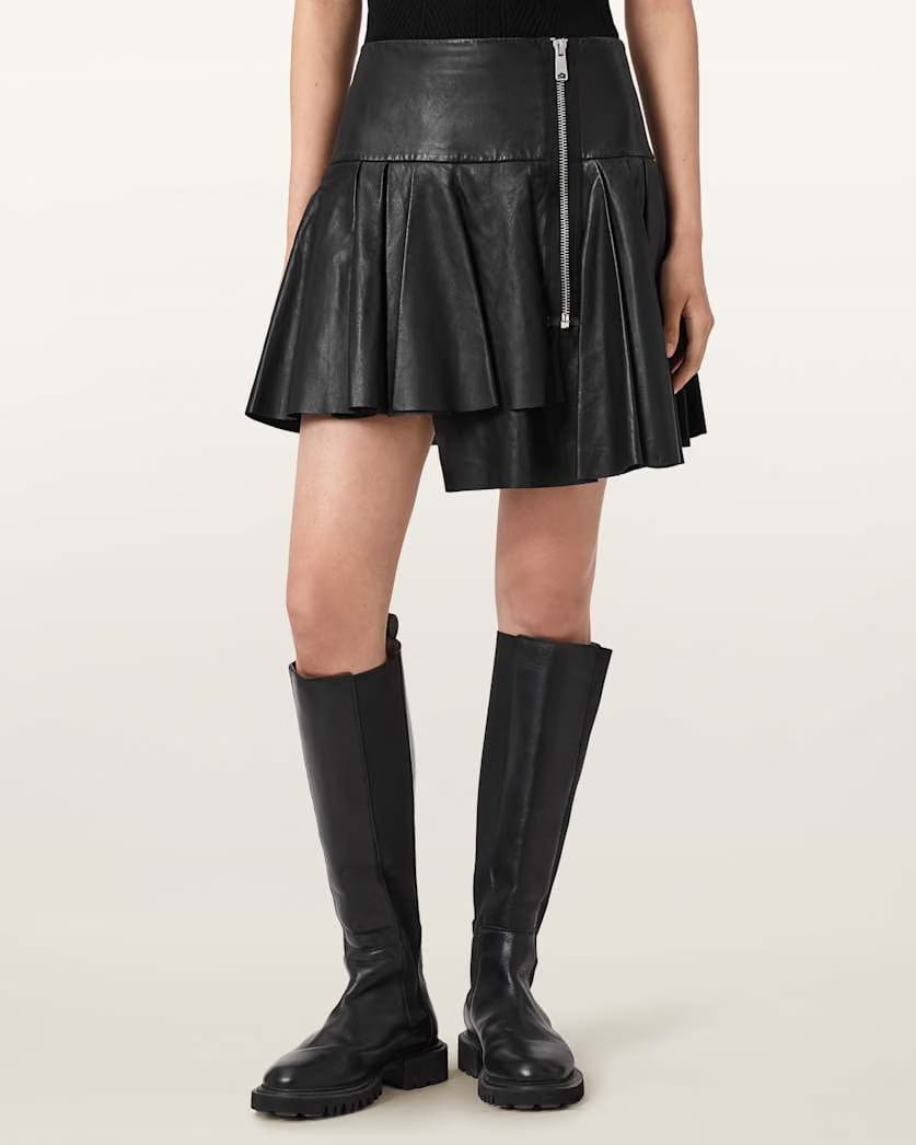 AllSaints Irina Leather Mini Skirt Women's Black Women's