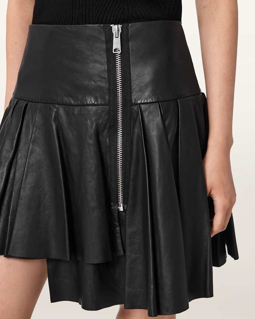 AllSaints Irina Leather Mini Skirt Women's Black Women's