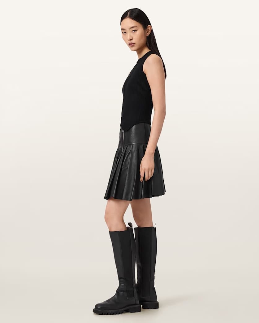 AllSaints Irina Leather Mini Skirt Women's Black Women's