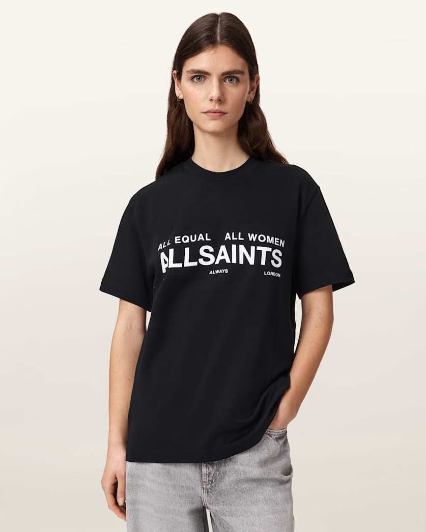AllSaints International Womens Day Short Sleeve Cotton T-Shirt Women's Black Women's