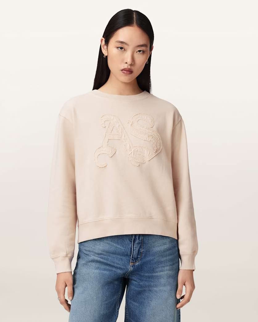 AllSaints Insignia Pippa Crew Neck Sweatshirt Women's Crystal Pink Women's