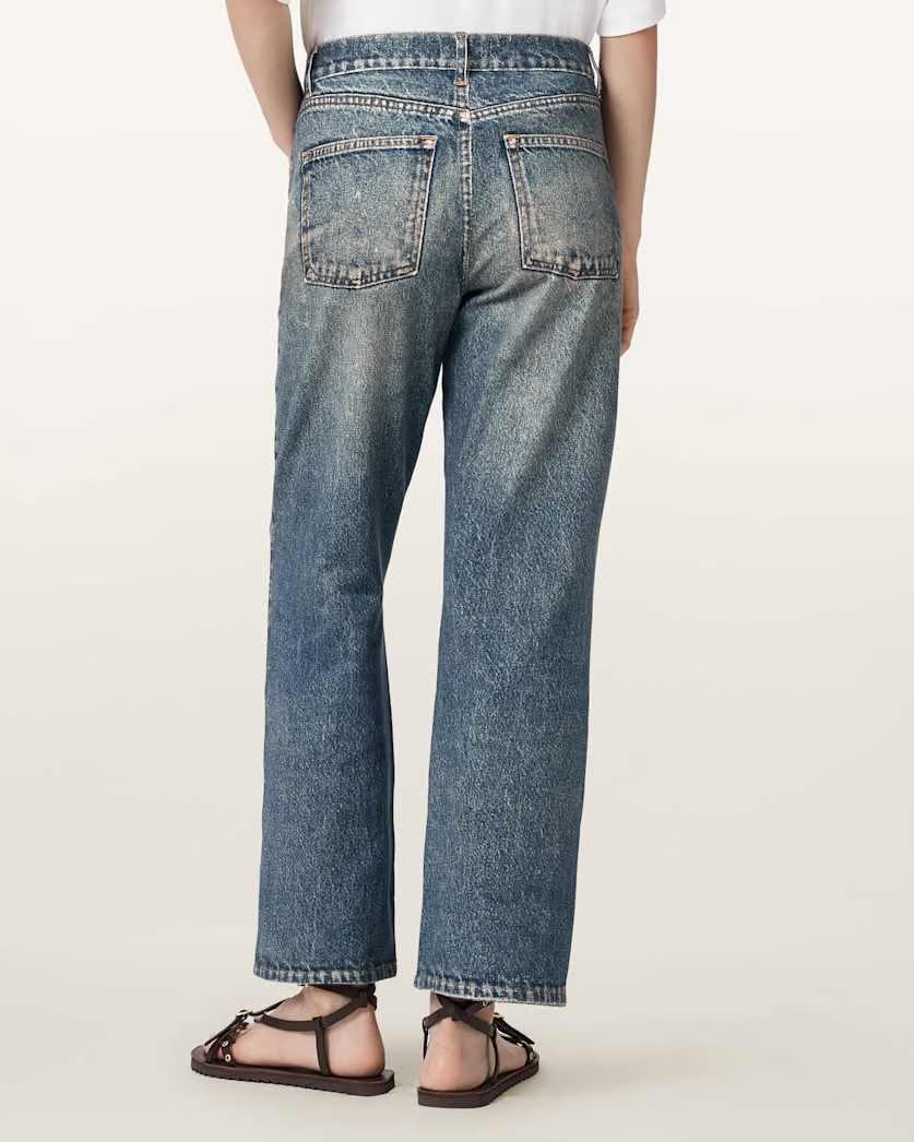 AllSaints Ida Terry Straight Leg Illusion Of Denim Pants Women's Illusion Tint Blue Women's