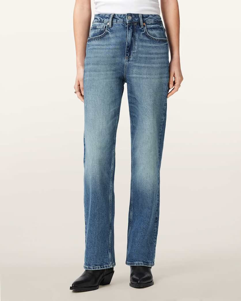 AllSaints Ida Straight Leg Denim Jeans Women's Mid Indigo Women's