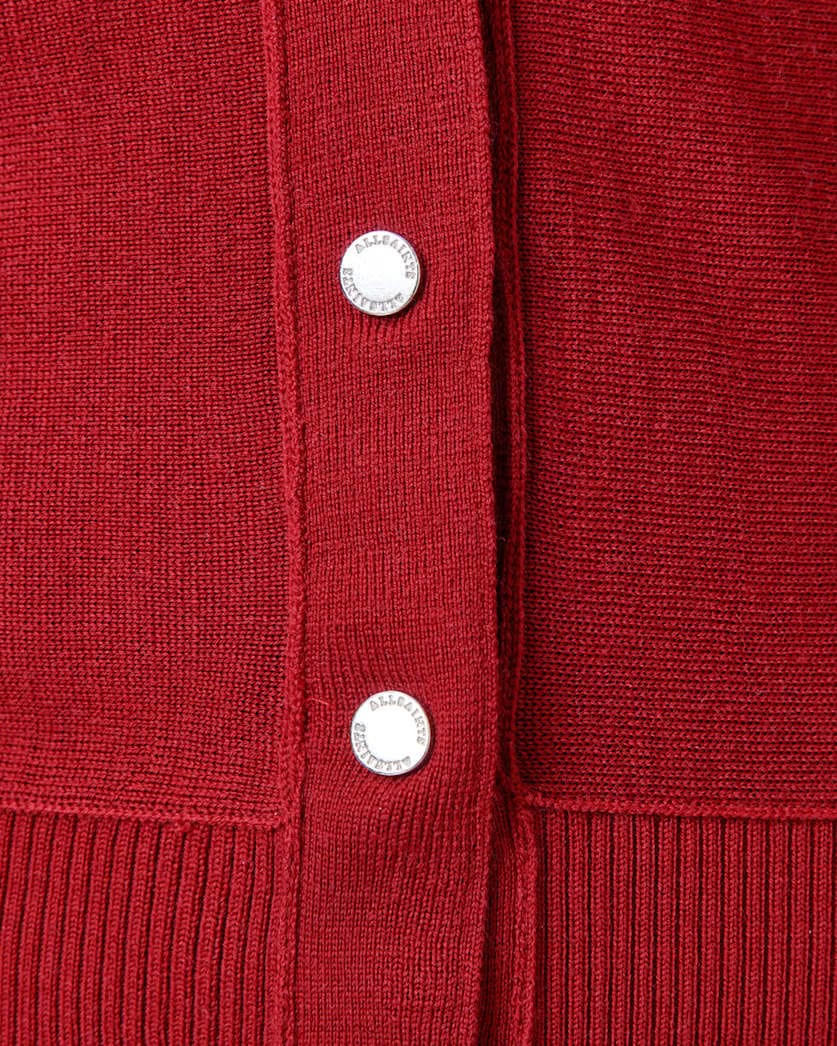 AllSaints Honor V Neck Cardigan Women's Crimson Red Women's