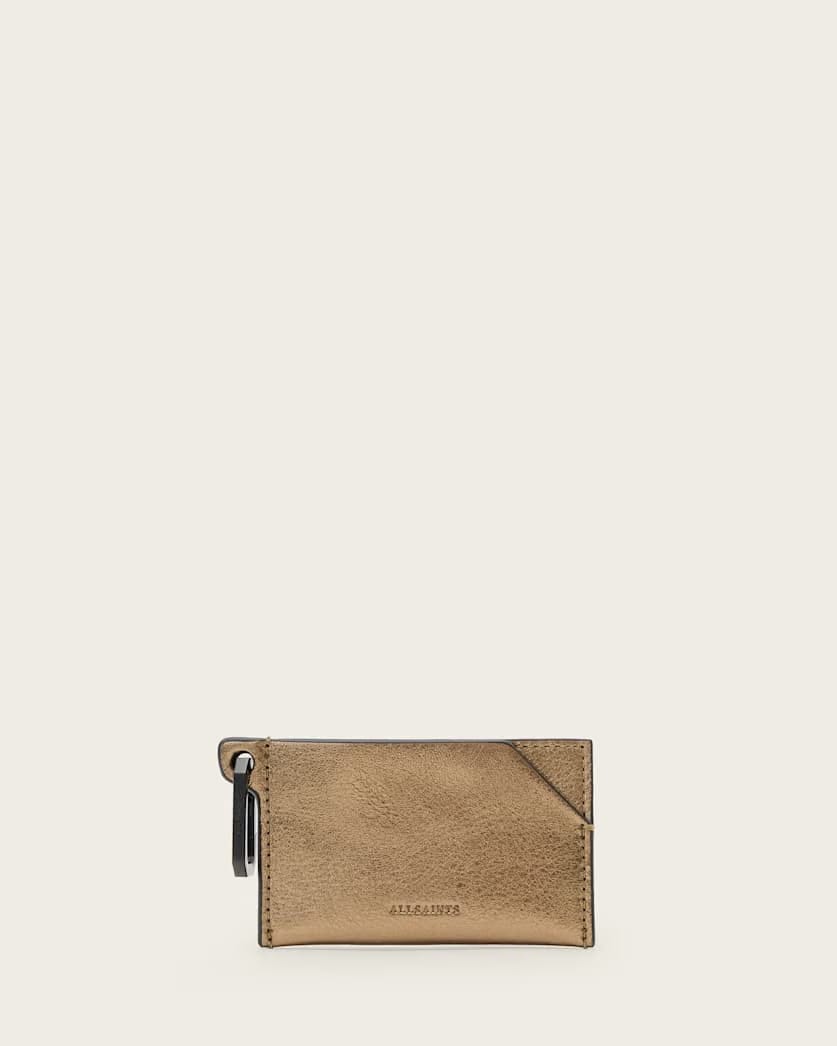 AllSaints Hex Leather Cardholder Women's Warm Brass Women's