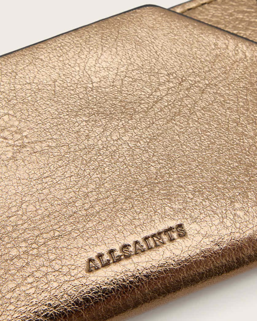 AllSaints Hex Leather Cardholder Women's Warm Brass Women's