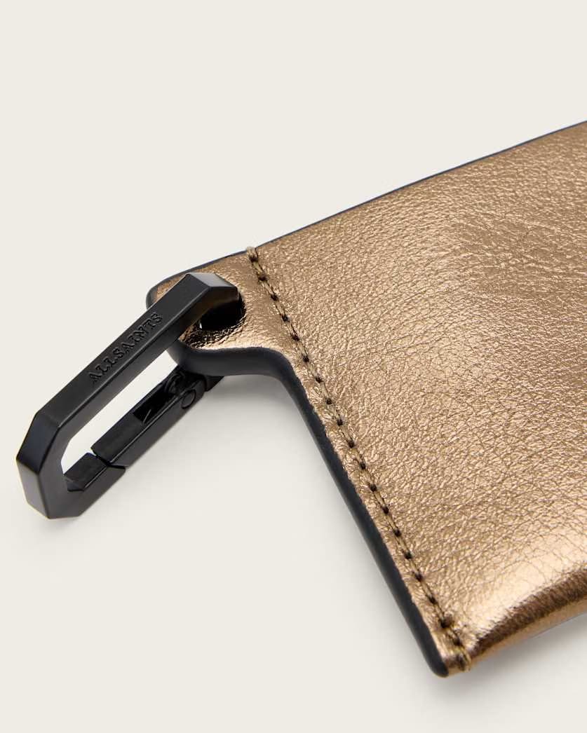 AllSaints Hex Leather Cardholder Women's Warm Brass Women's
