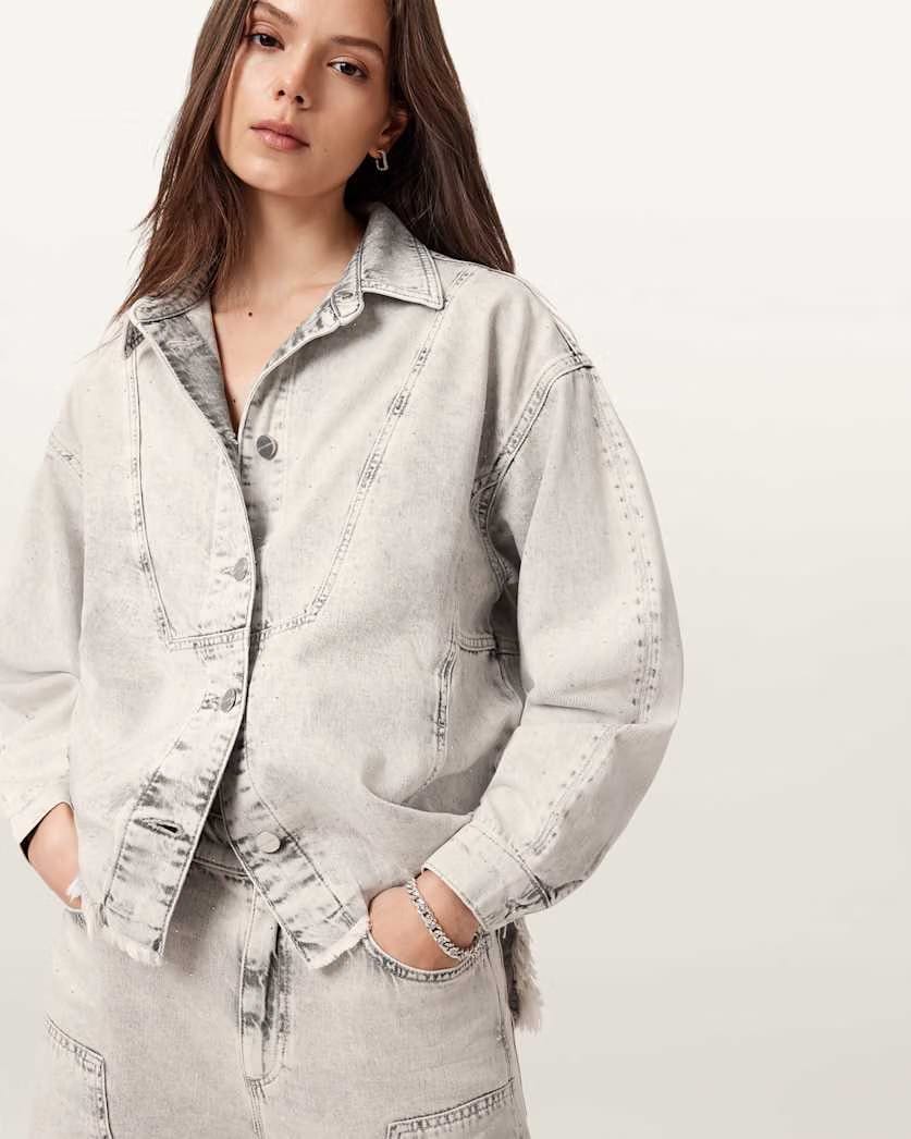 AllSaints Hettie Oversized Shacket Women's Snow Grey Women's