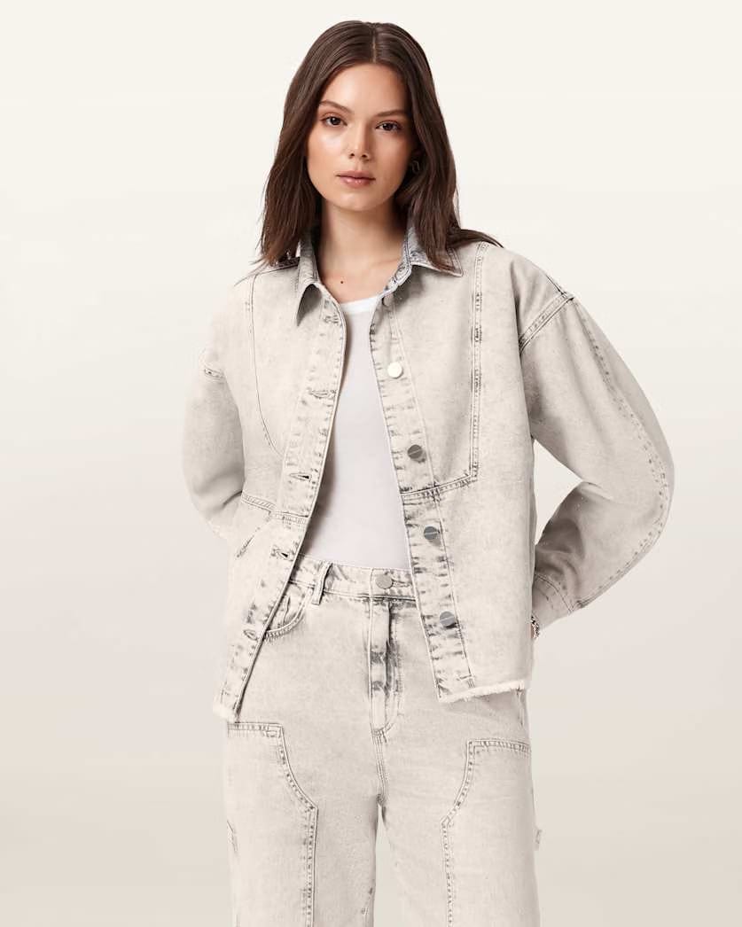 AllSaints Hettie Oversized Shacket Women's Snow Grey Women's
