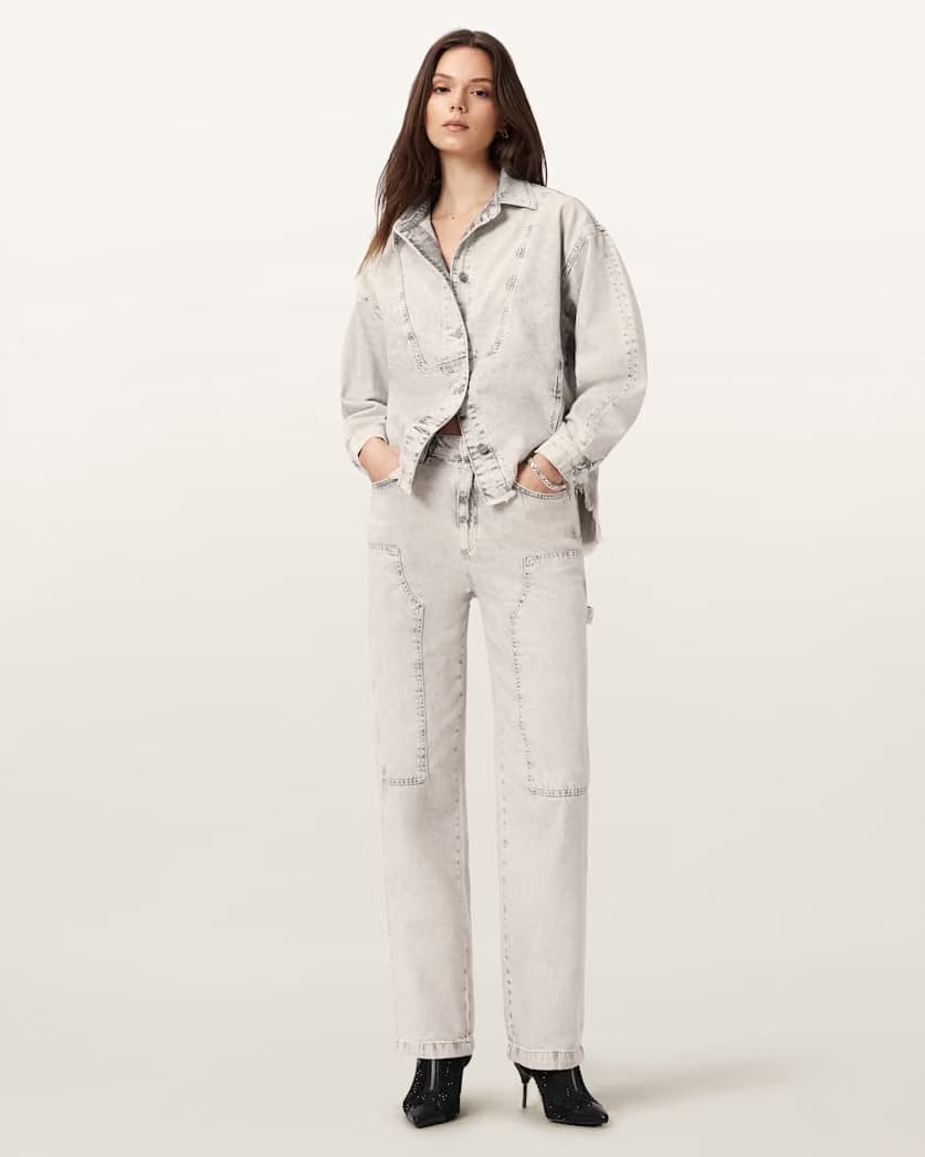 AllSaints Hettie Oversized Shacket Women's Snow Grey Women's