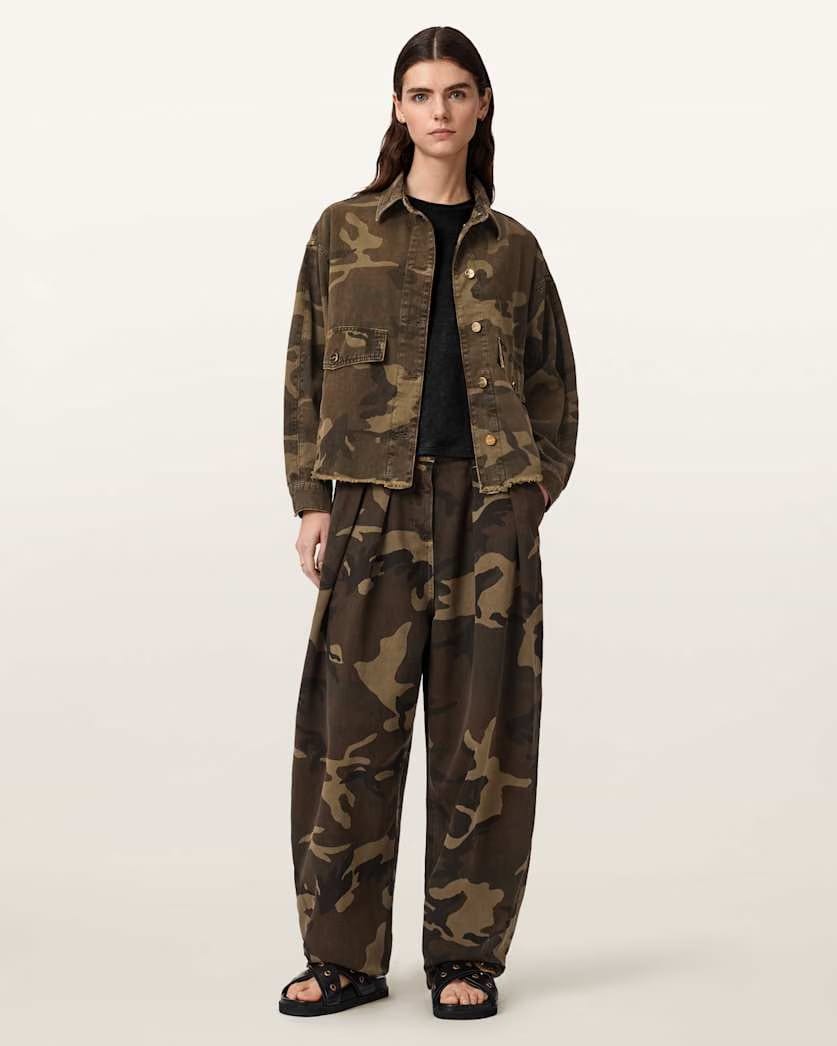 AllSaints Hettie Oversized Camo Shacket Women's Camo Green Women's