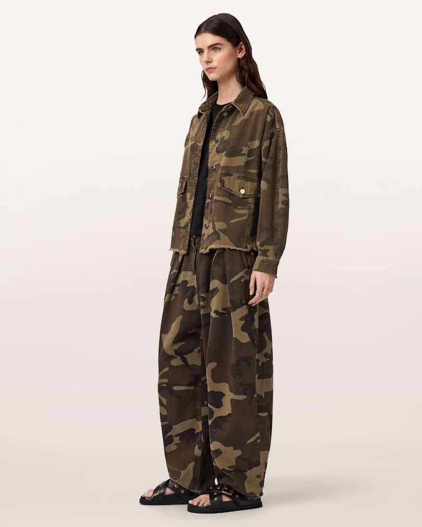 AllSaints Hettie Oversized Camo Shacket Women's Camo Green Women's