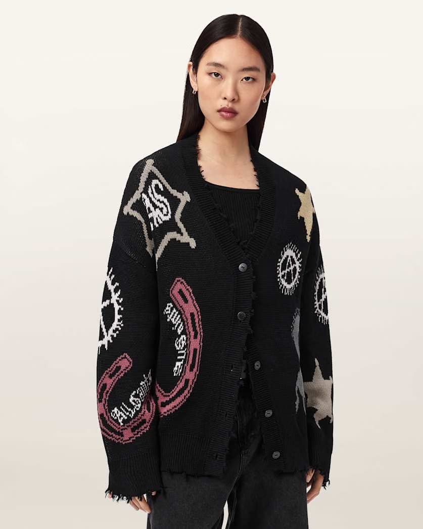 AllSaints Hester Jacquard Cardigan Women's Black Women's