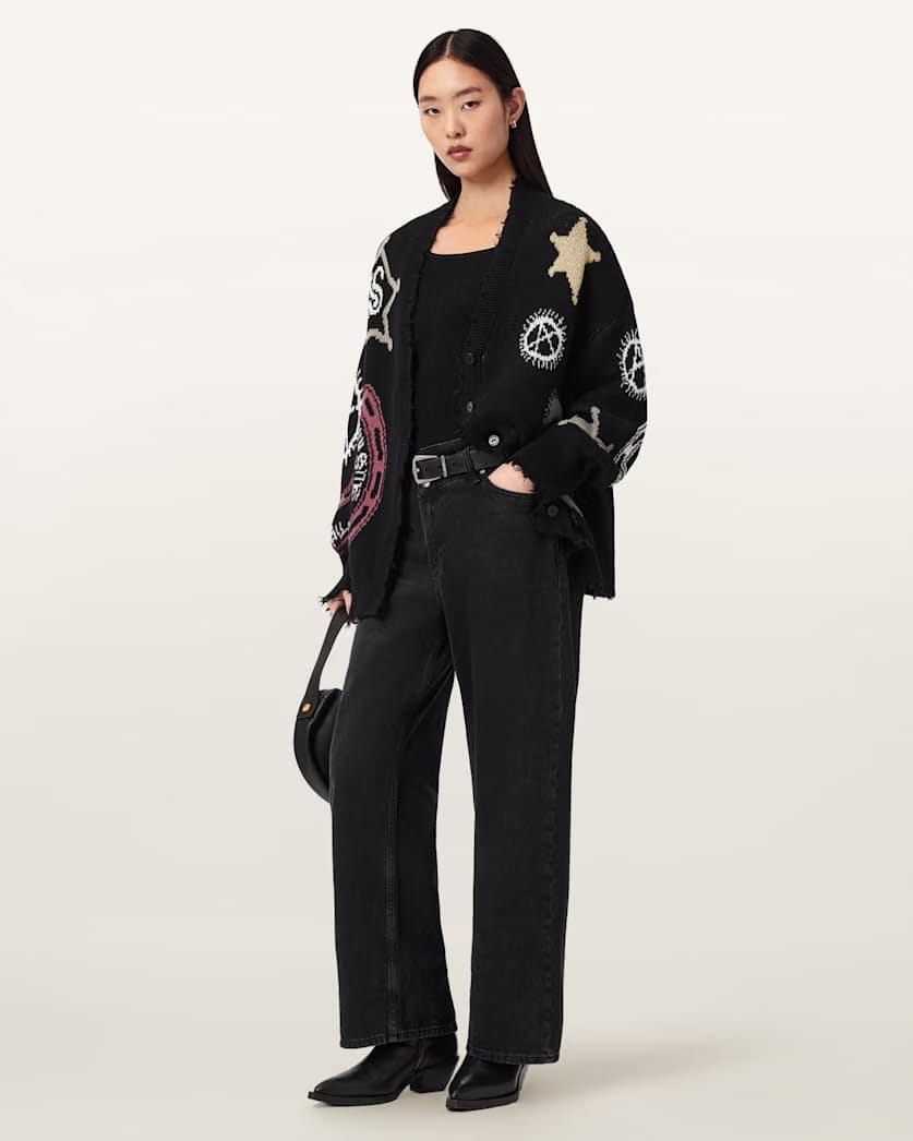 AllSaints Hester Jacquard Cardigan Women's Black Women's