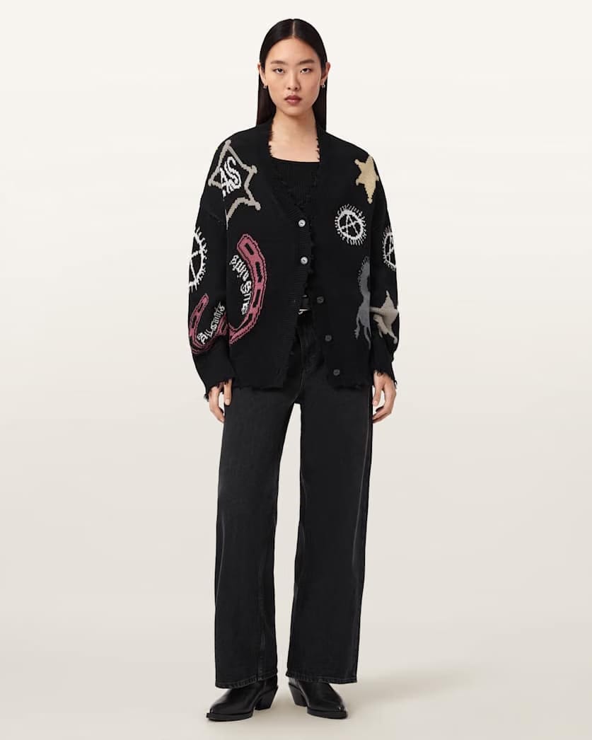 AllSaints Hester Jacquard Cardigan Women's Black Women's