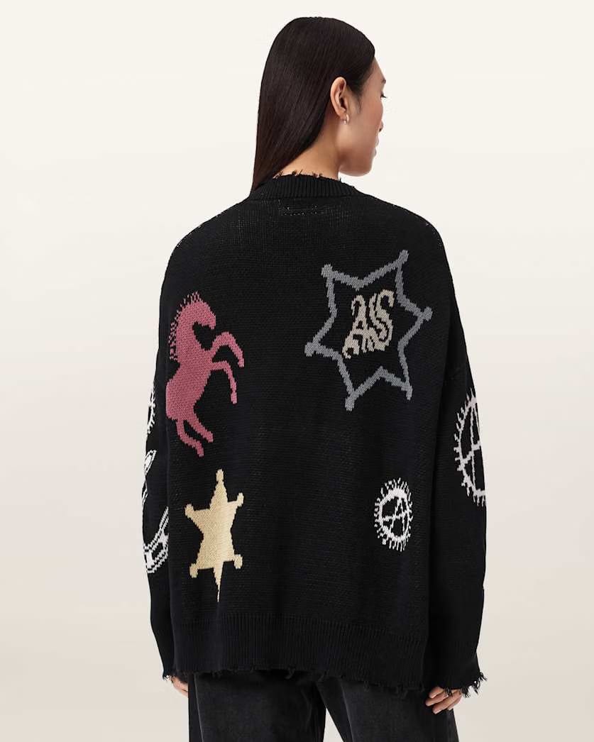 AllSaints Hester Jacquard Cardigan Women's Black Women's