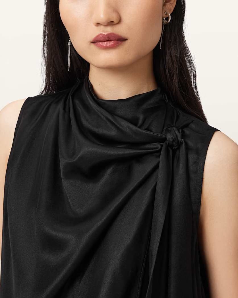 AllSaints Herela Silk Blend Shirt Women's Black Women's