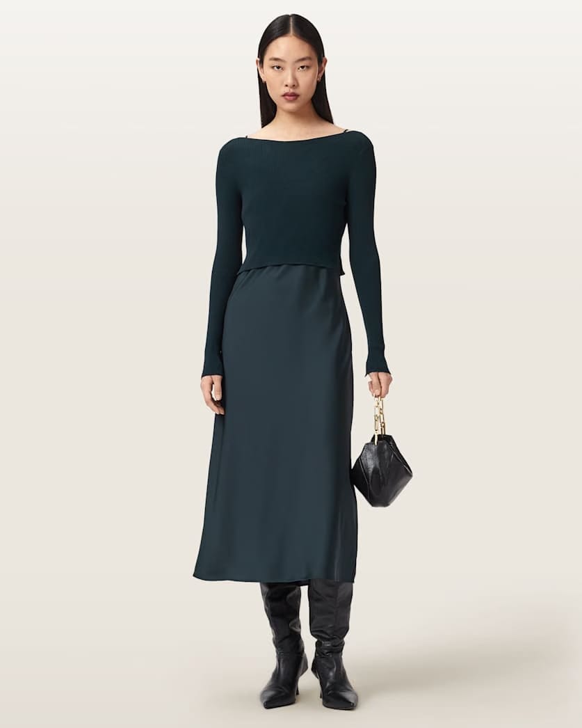 AllSaints Hera 2 In 1 Midi Dress Women's Collegiate Blue Women's