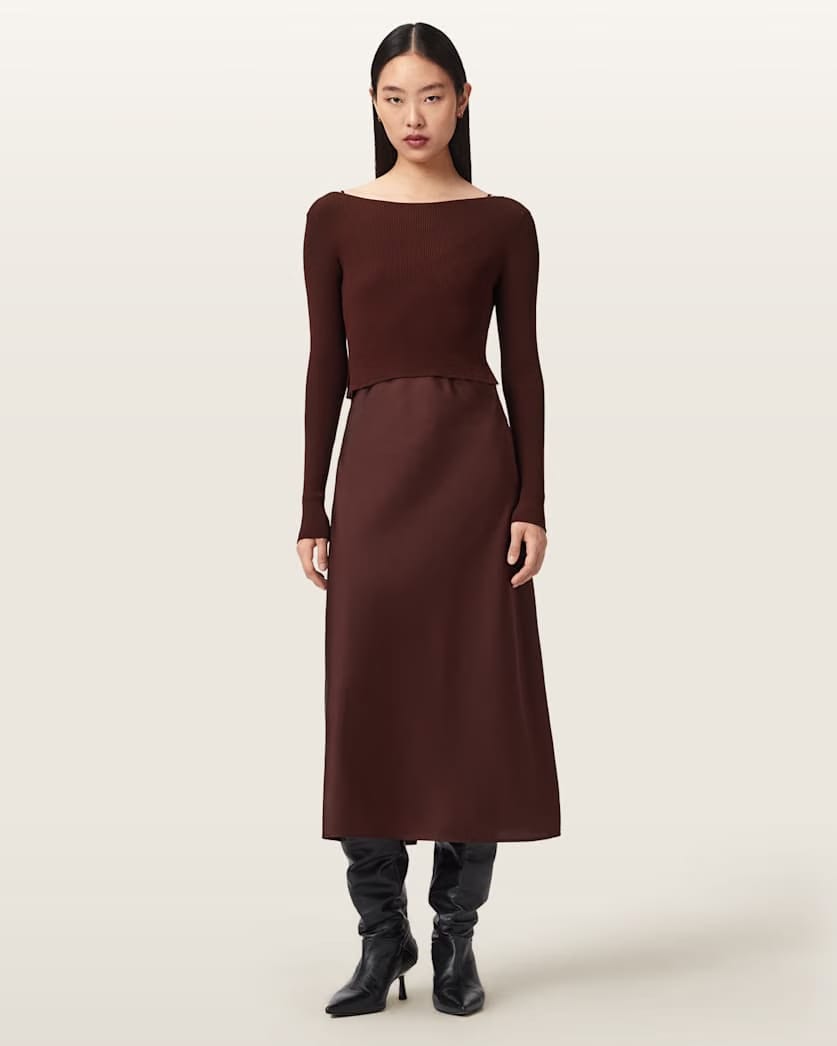 AllSaints Hera 2 In 1 Midi Dress Women's Collegiate Blue Women's