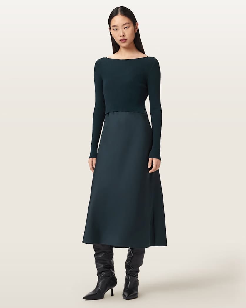 AllSaints Hera 2 In 1 Midi Dress Women's Collegiate Blue Women's