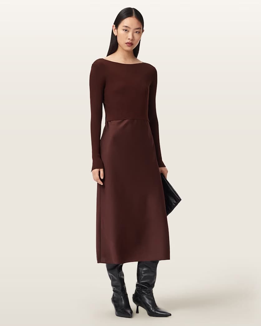 AllSaints Hera 2 In 1 Midi Dress Women's Collegiate Blue Women's