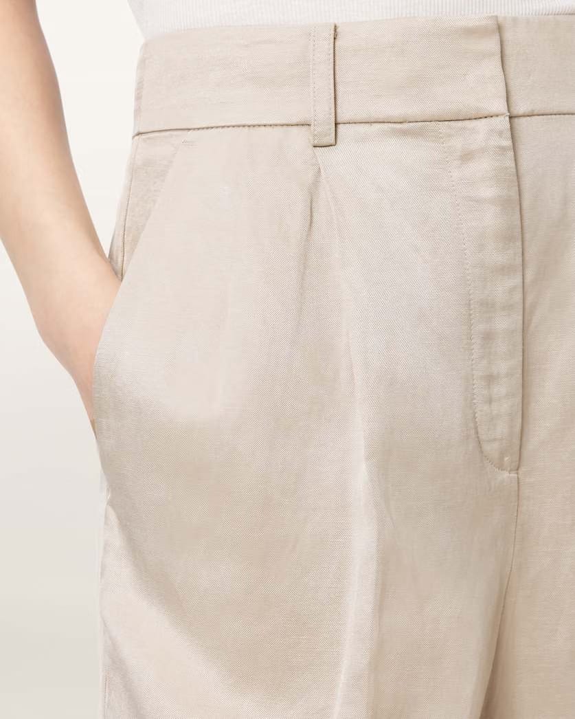 AllSaints Helena Tailored Wide Leg Linen Blend Pants Women's Stone Women's