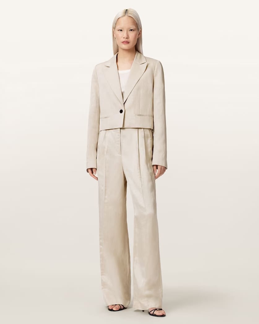 AllSaints Helena Single Breasted Cropped Blazer Women's Stone Women's