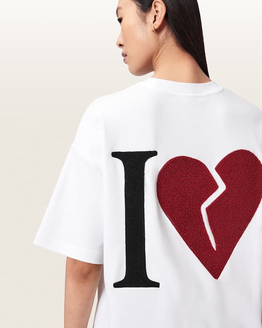 AllSaints Heart Etta Oversized T Shirt Women's Optic White Women's