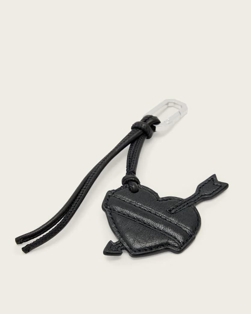 AllSaints Heart Banner Leather Keyring Women's Black Women's