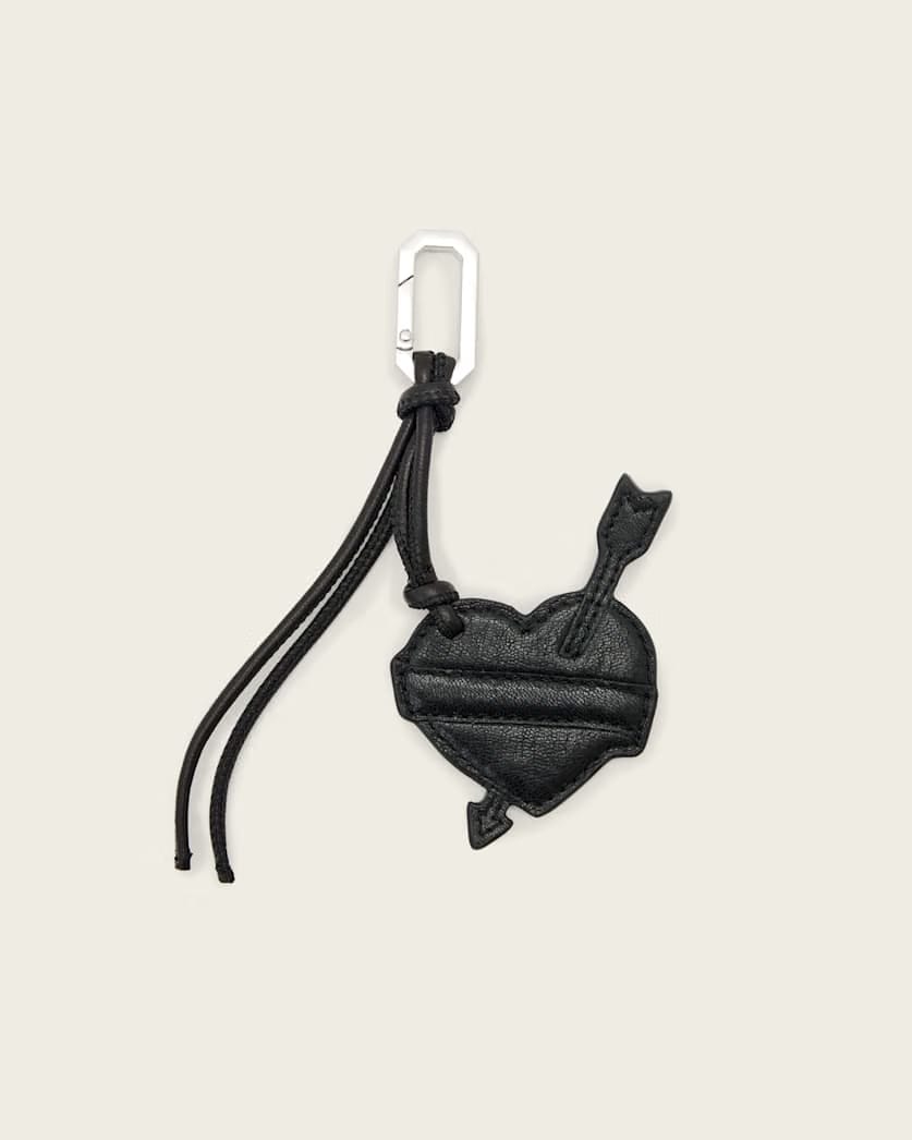 AllSaints Heart Banner Leather Keyring Women's Black Women's