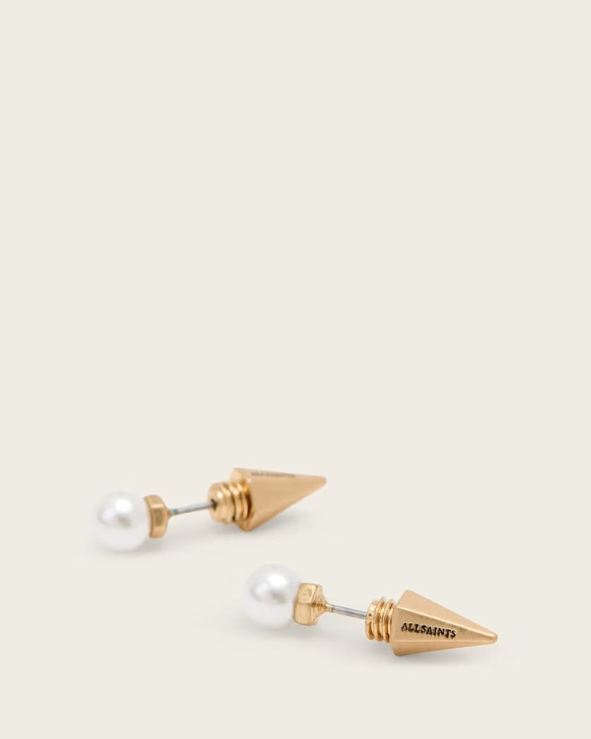 AllSaints Hazel Small Pearl Stud Earrings Women's Warm Brass Women's