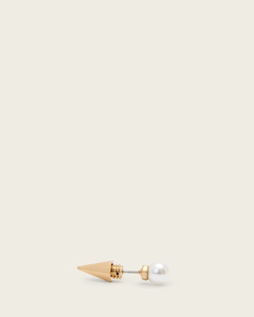 AllSaints Hazel Small Pearl Stud Earrings Women's Warm Brass Women's