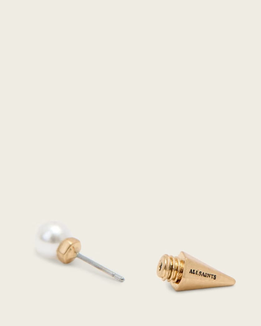 AllSaints Hazel Small Pearl Stud Earrings Women's Warm Brass Women's