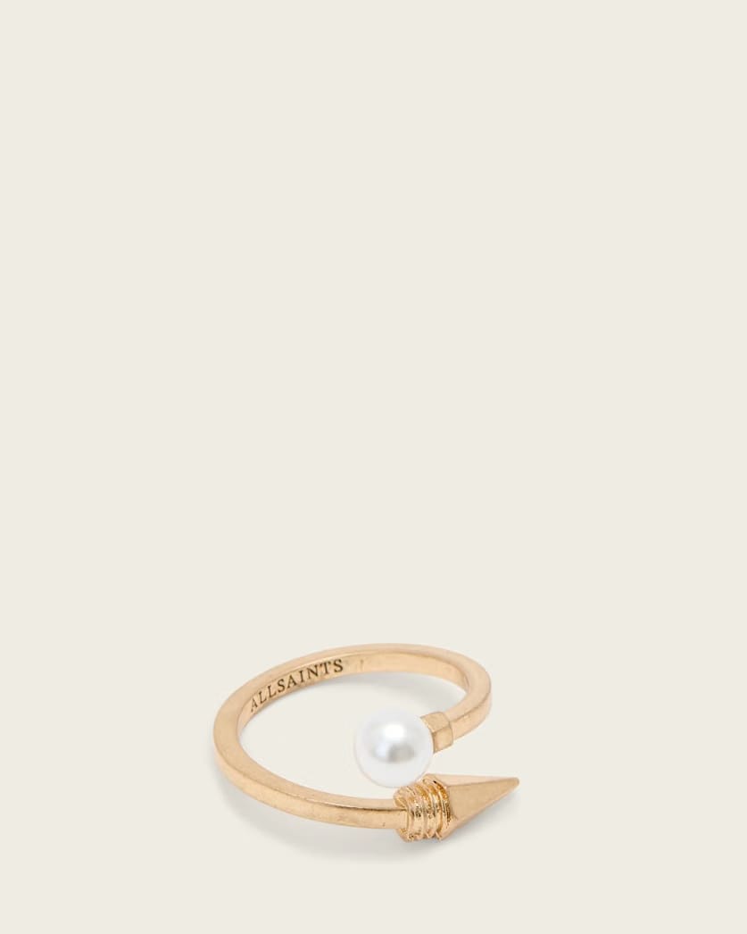 AllSaints Hazel Pearl Ring Women's Warm Brass Women's
