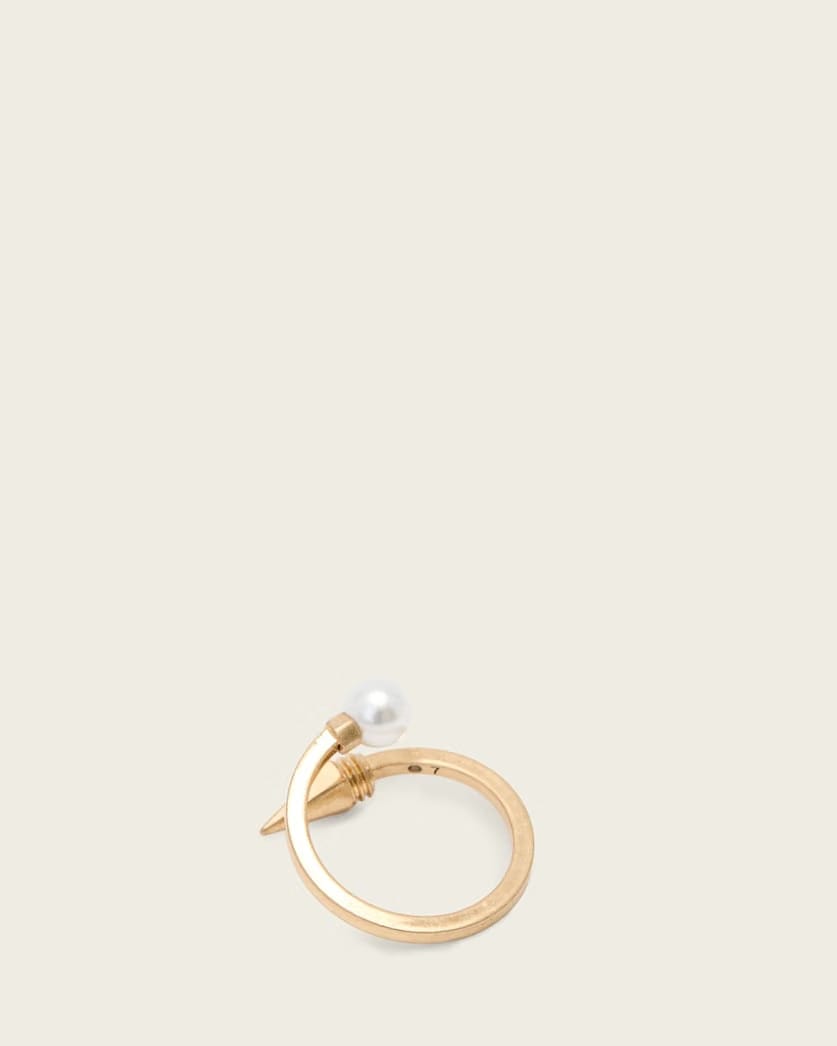AllSaints Hazel Pearl Ring Women's Warm Brass Women's