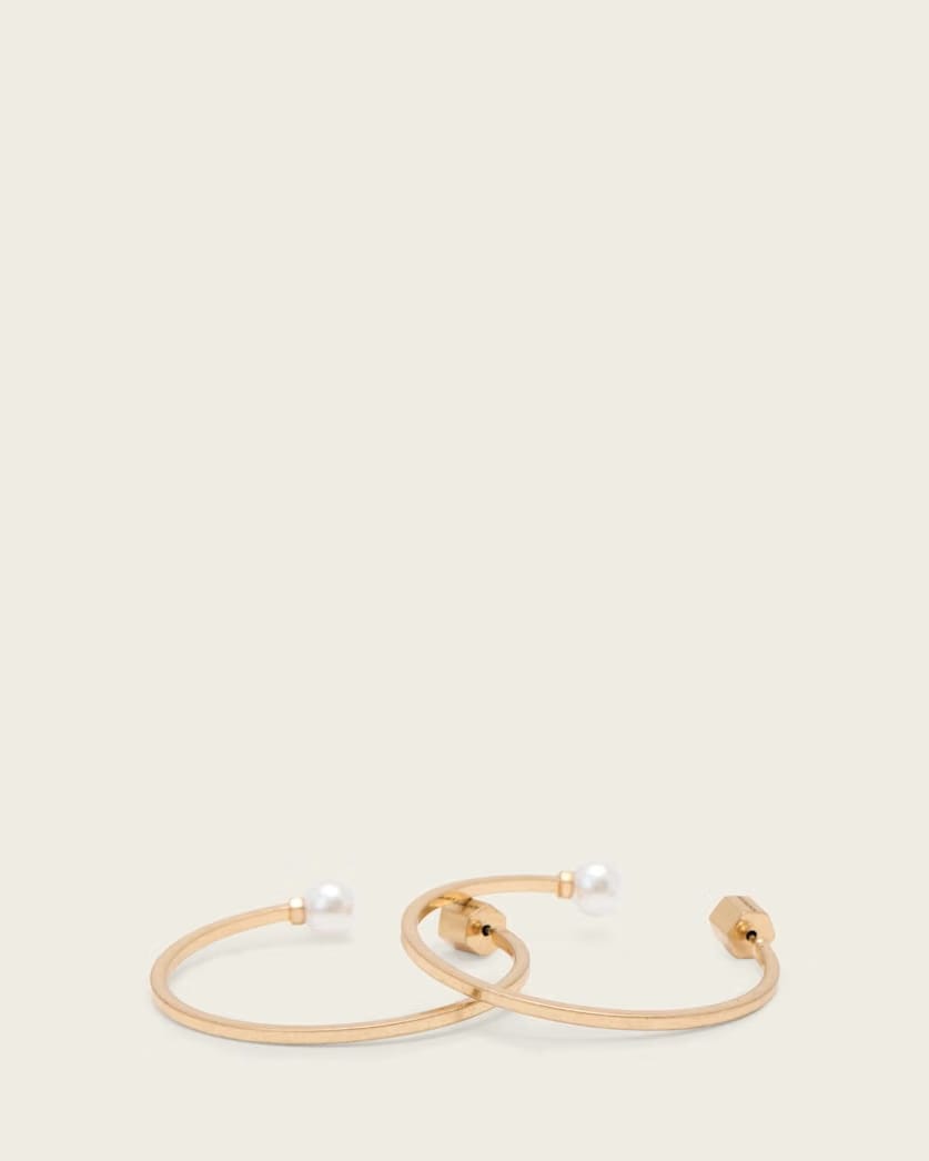 AllSaints Hazel Pearl Hoop Earrings Women's Warm Brass Women's