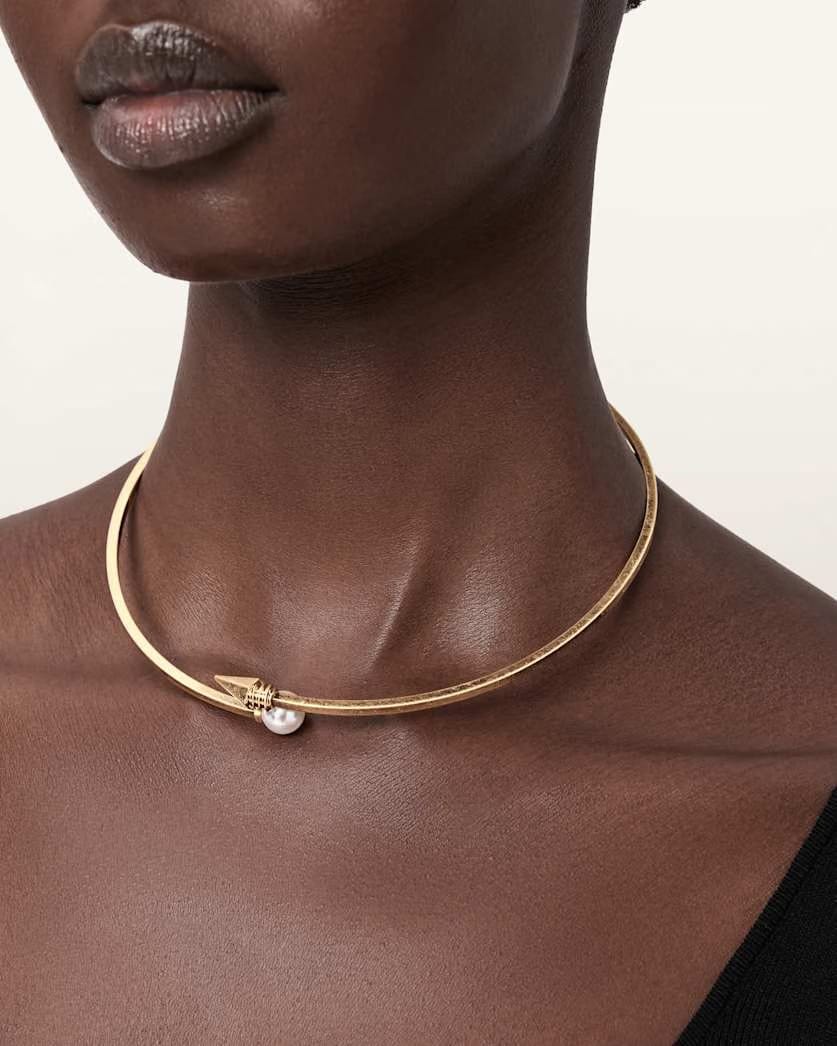 AllSaints Hazel Hinge Necklace Women's Warm Brass Women's