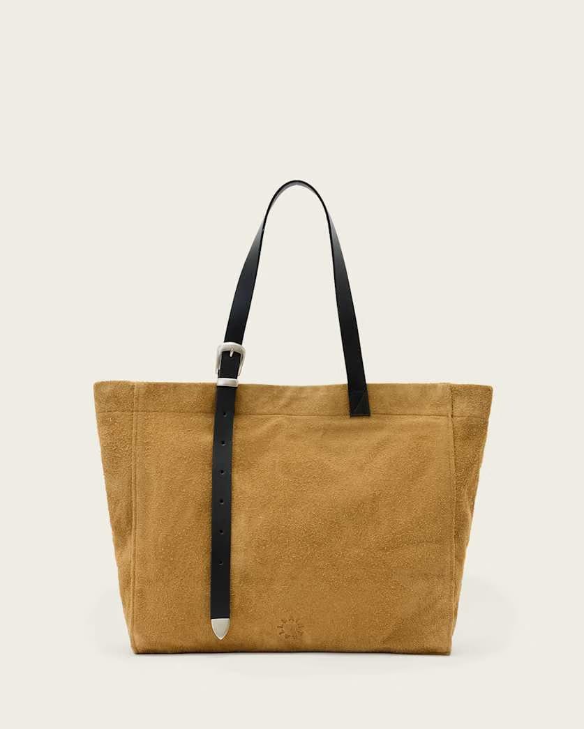 AllSaints Haven Suede Tote Bag Biscuit Brown