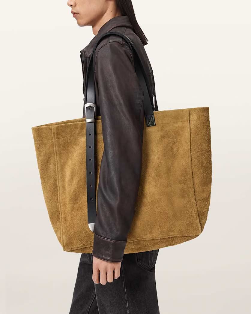 AllSaints Haven Suede Tote Bag Biscuit Brown